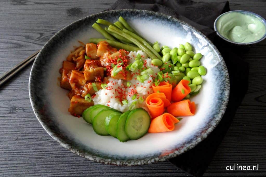 Teriyaki jackfruit sushibowl