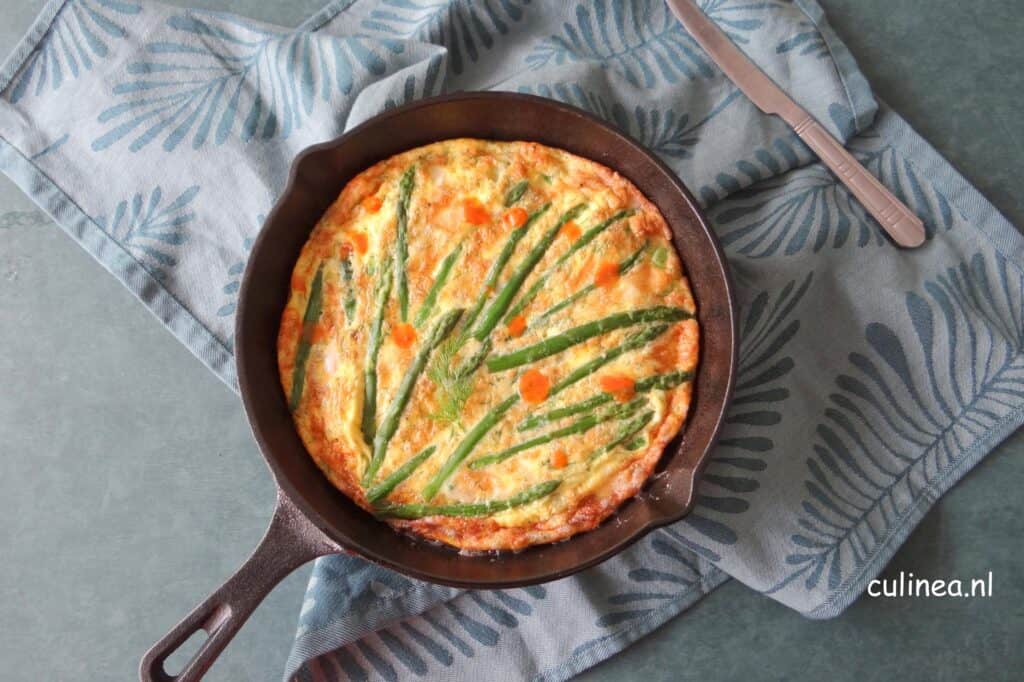 Frittata met groene asperges en geitenkaas