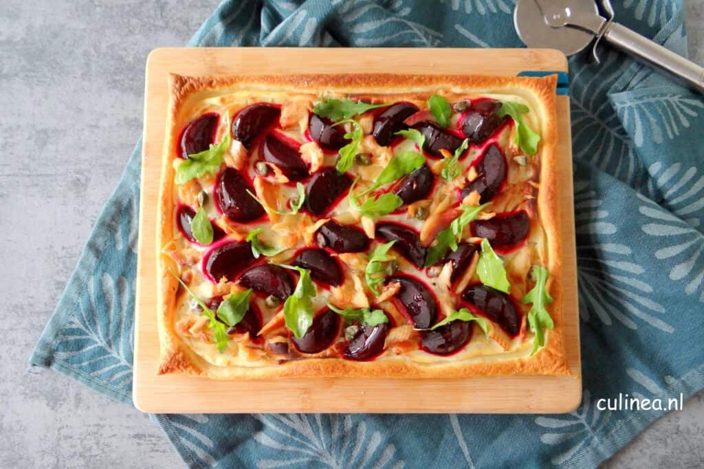 Plaattaart met bietjes en forel