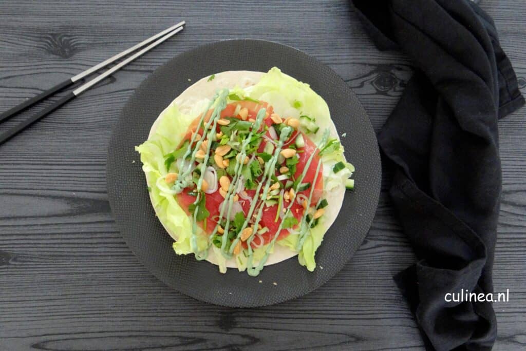 Wrap met Aziatische carpaccio