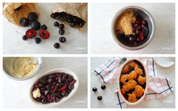 Pruimen en kersen cobbler