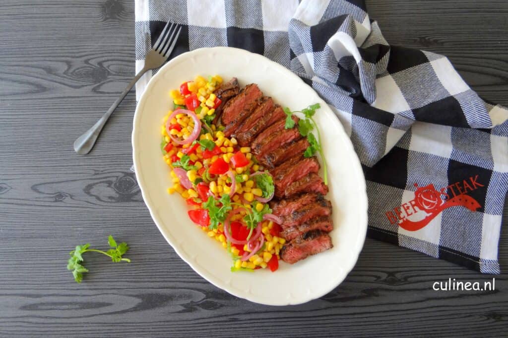 Bavette met tomaten maïssalsa
