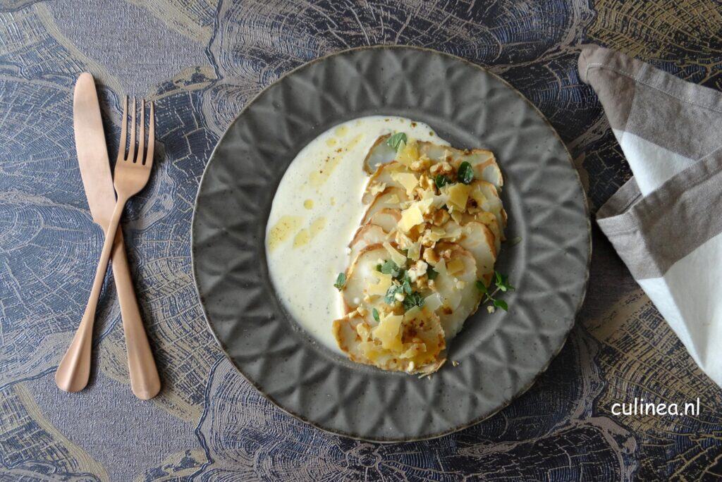 Carpaccio van geroosterde knolselderij