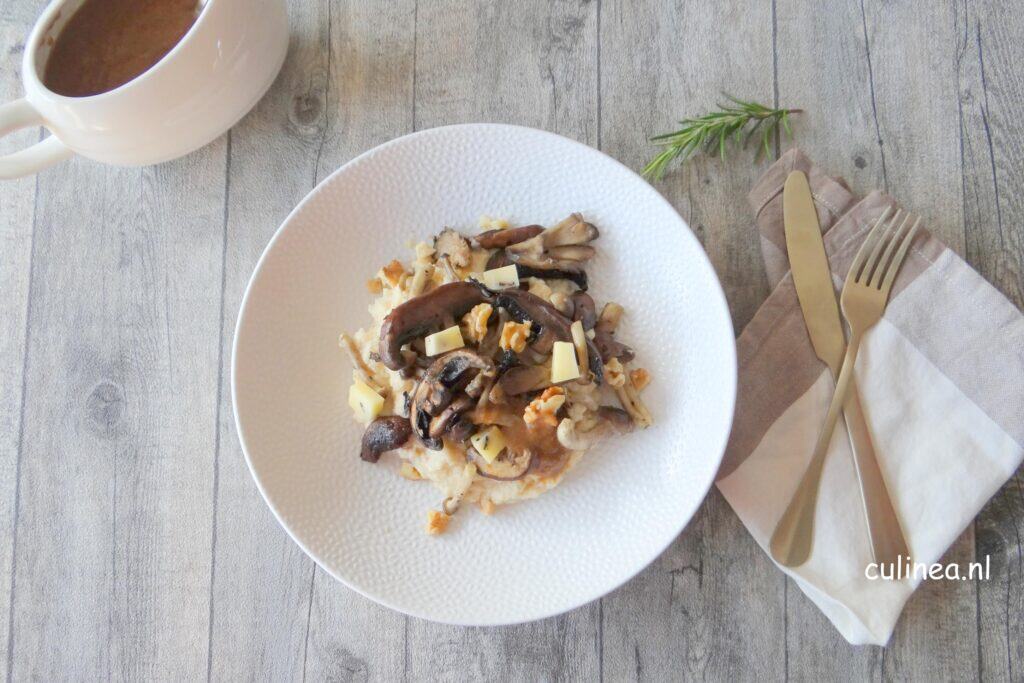 Stamppot knolselderij met paddenstoelen