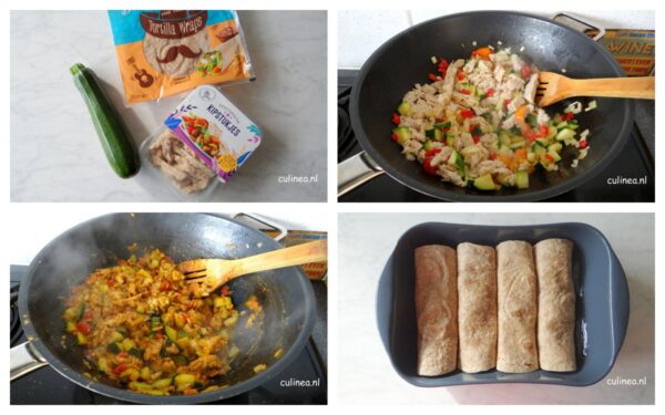 Enchilada met vegetarische kip en groente