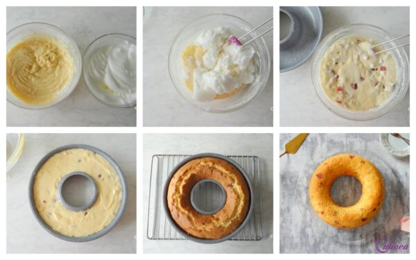 Luchtige cake met kokos en aardbei: