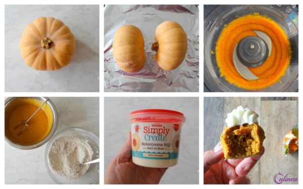 Pompoen cupcakes met topping