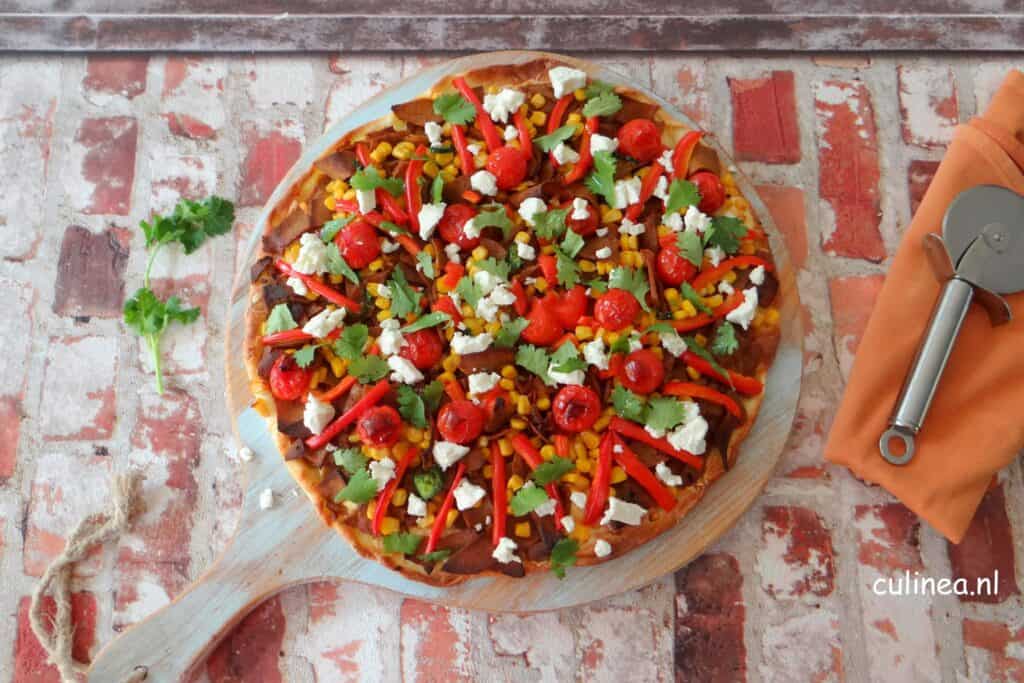 Vegetarische kebab pizza