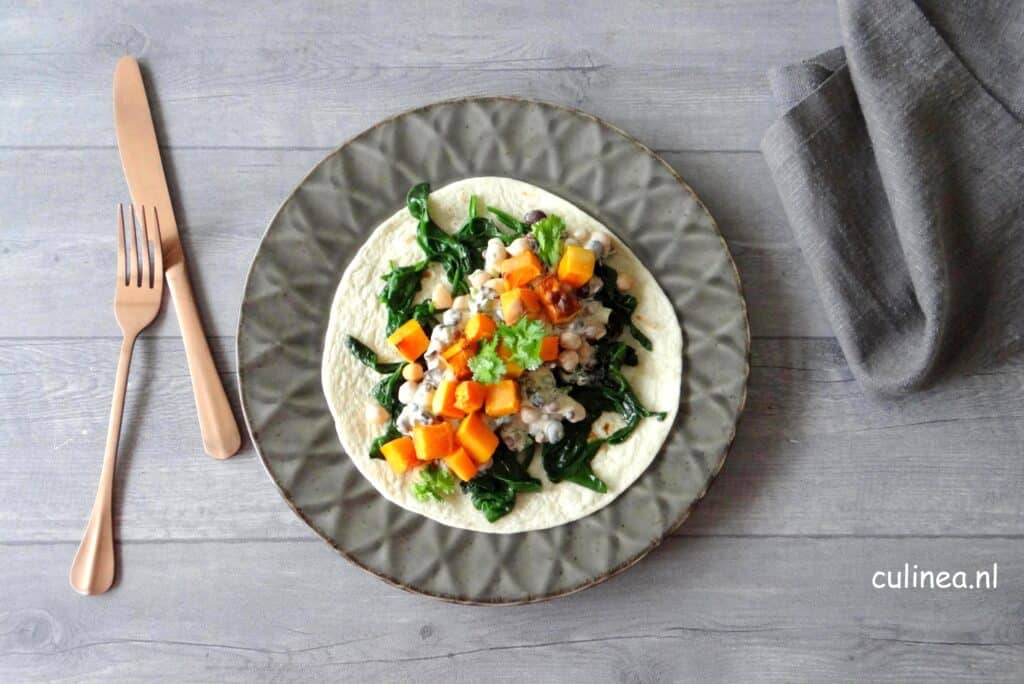 Wraps met pompoen en bonenmix