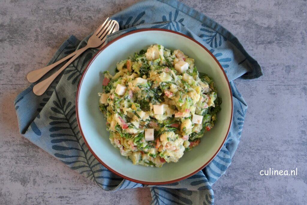 Andijviestamppot met fenegriek kaas