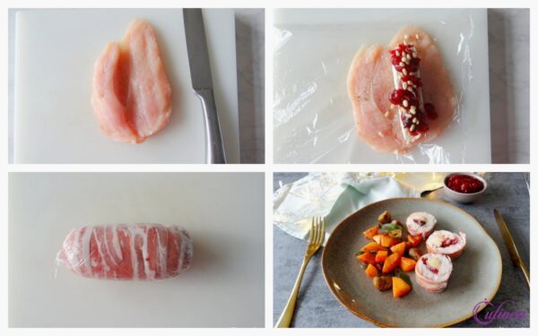 Kipfilet gevuld met brie en cranberrycompote