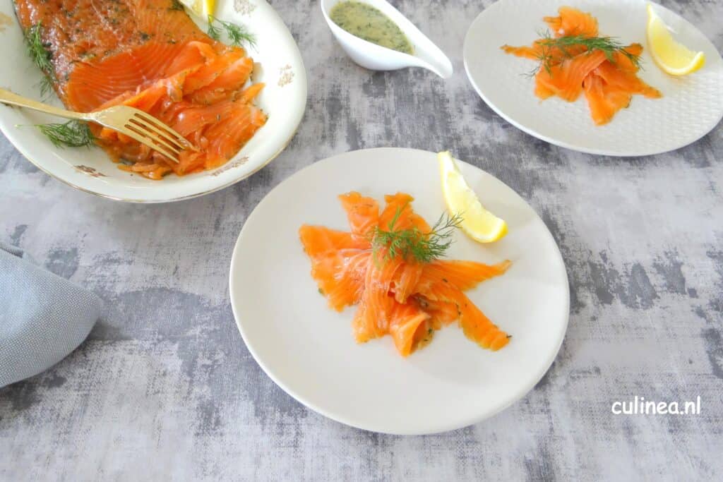 Gravad Lax op een bord