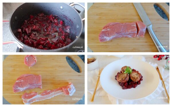 Varkensmedaillons met cranberrybietcompote