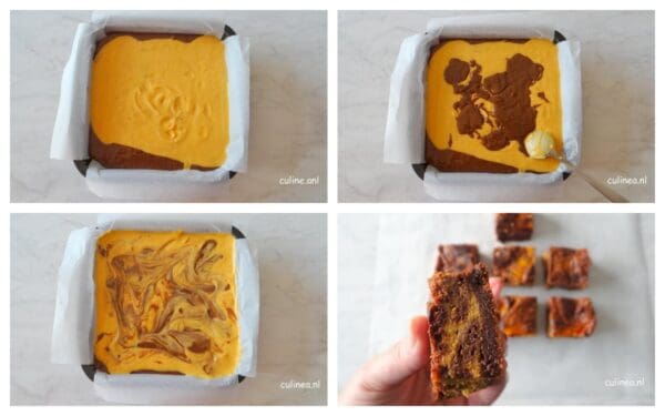 Chocolade brownies met pompoen