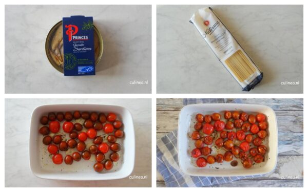 Spaghetti tomaatjes en sardientjes