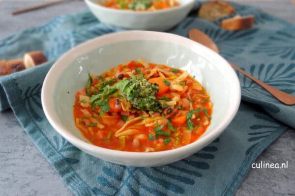 witte kool, bonen en tomatensoep