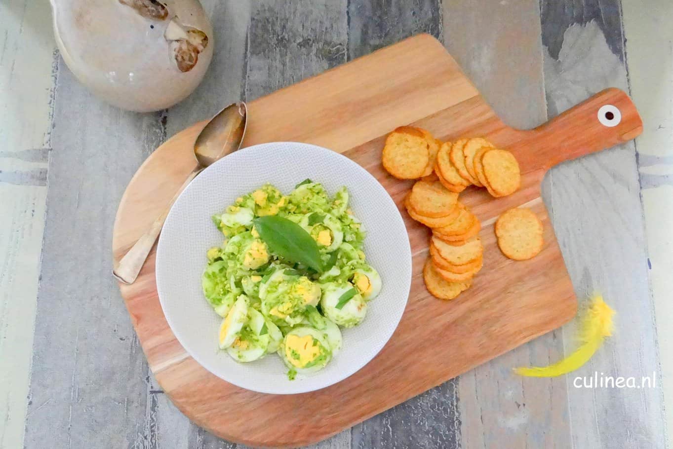 Eiersalade met daslookmayonaise