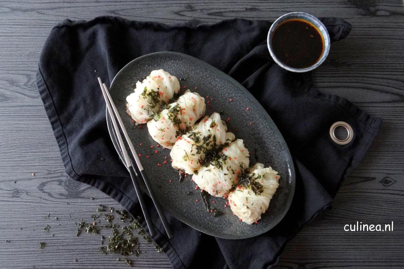 Gevulde gestoomde koolrolletjes