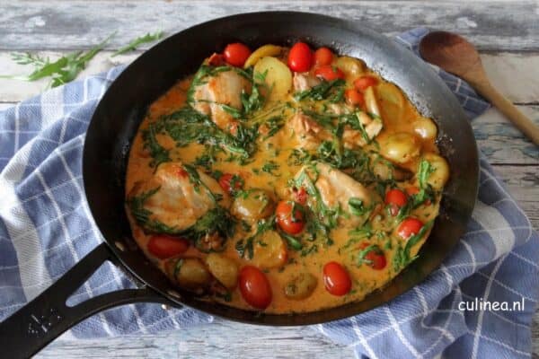kip fricassee met rode pesto 