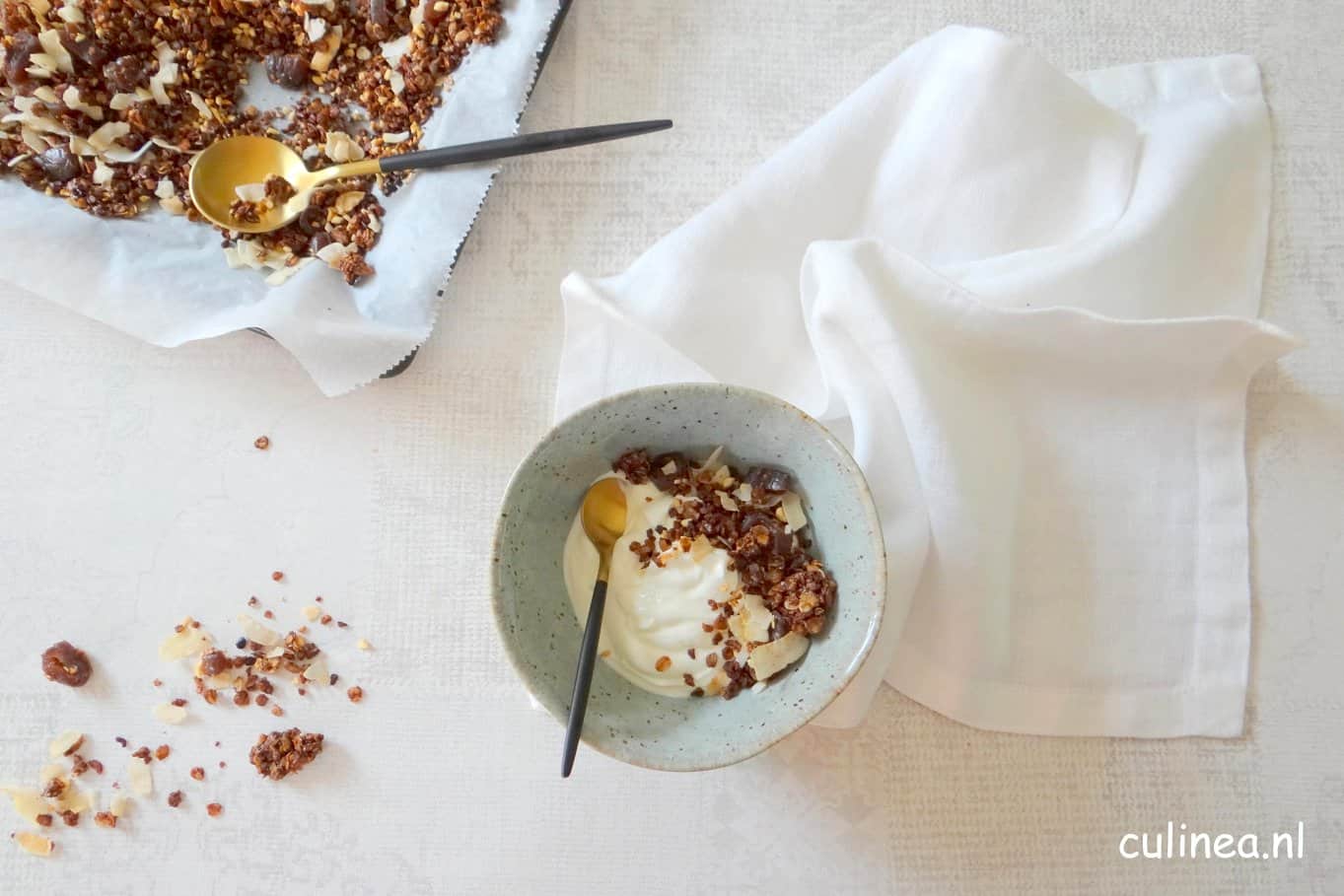 mokka granola met cacao nibs