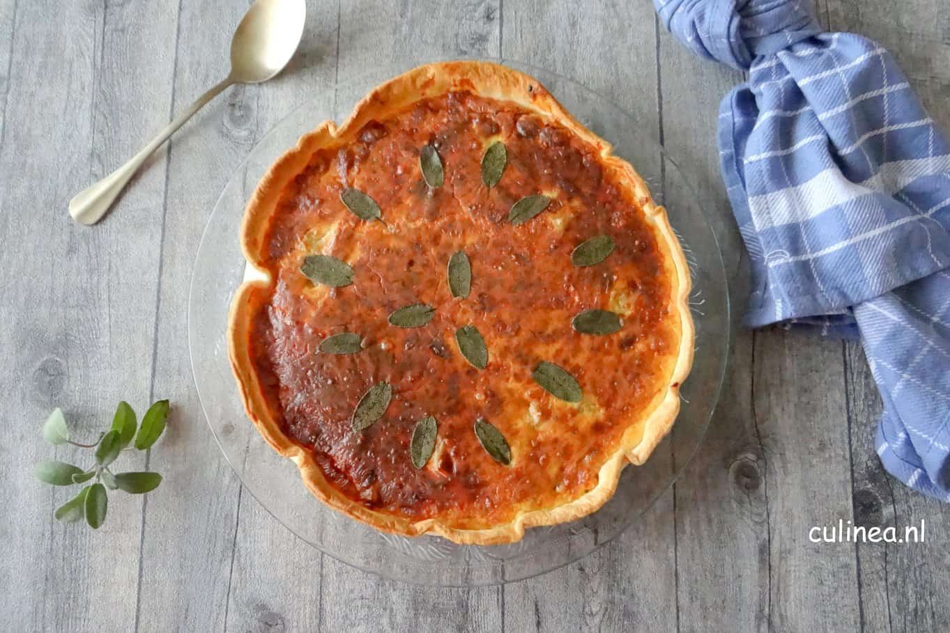 quiche met knolselderij en cheddar