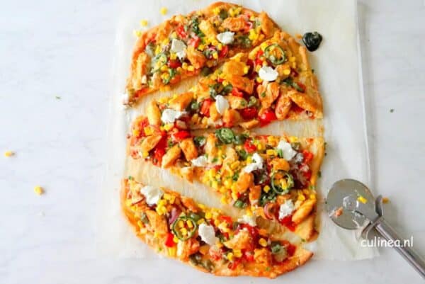 Tex Mex pizza met kip 