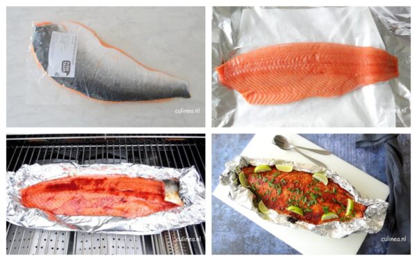 Zalm in folie van de Barbecue