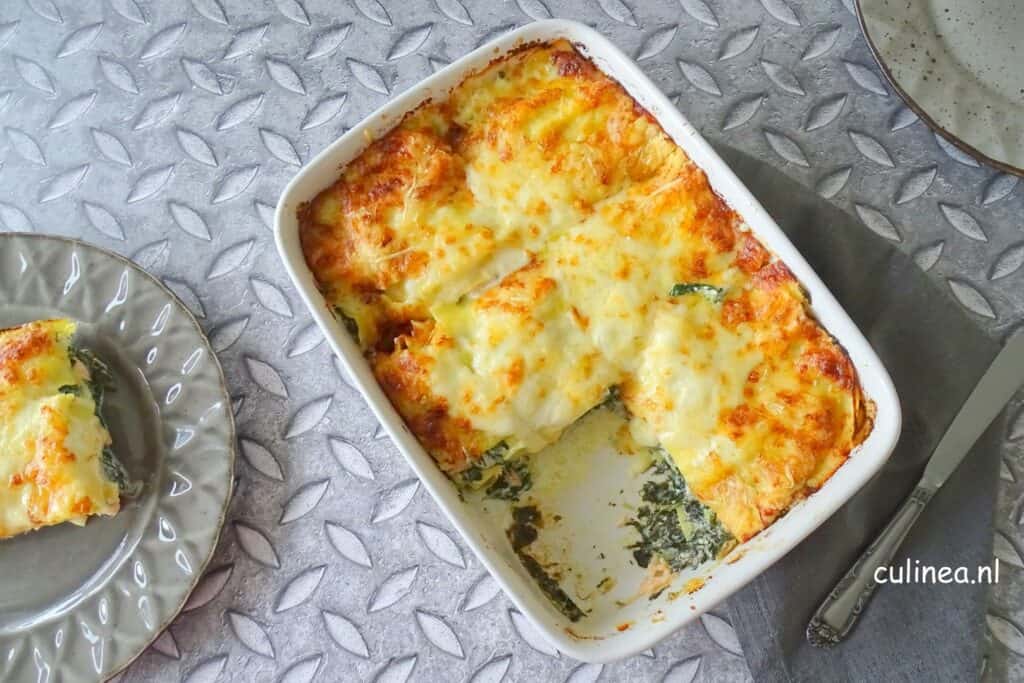 Lasagne met zalm en spinazie