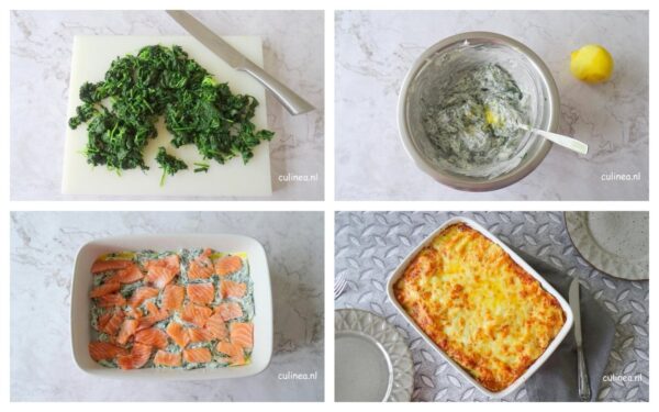 Lasagne met zalm en spinazie