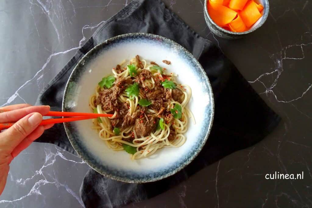 Aziatische runderstoof met udon noedels