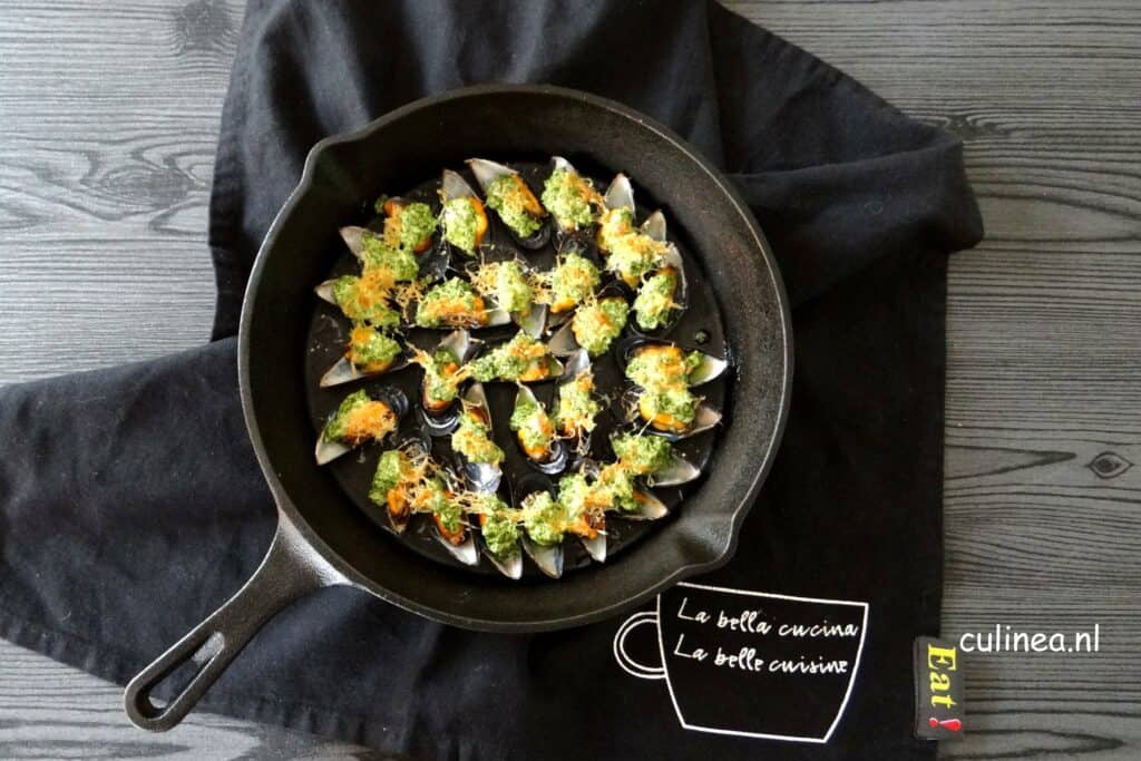 Gegratineerde mosselen met dille