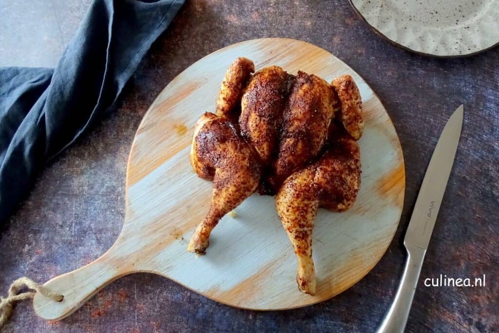 Gevlinderde kip met koffierub