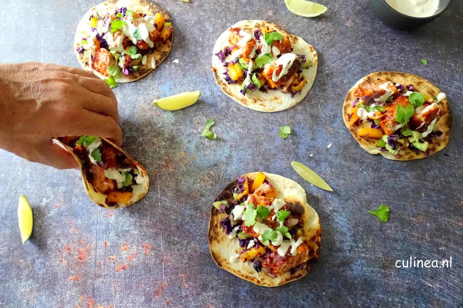 Vegetarische zalm taco’s