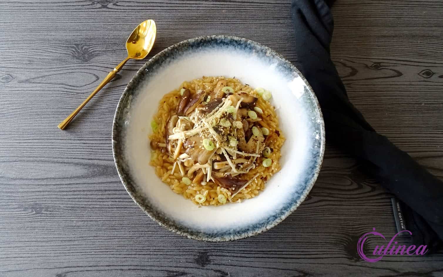 Miso orzotto met paddenstoelen