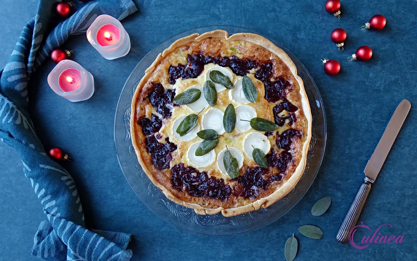 Quiche met prei, geitenkaas en cranberries