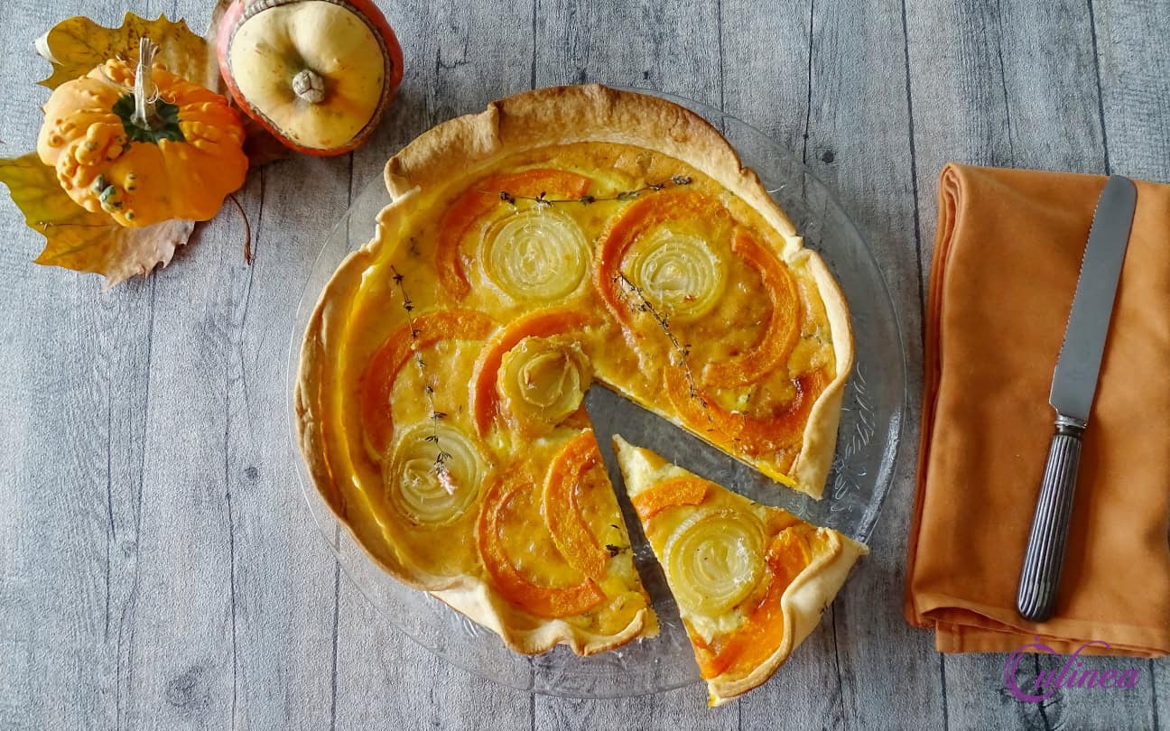 Hartige taart met pompoen en fonduekaas