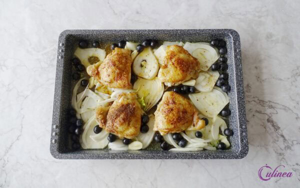 Kippendijen met venkel en druiven