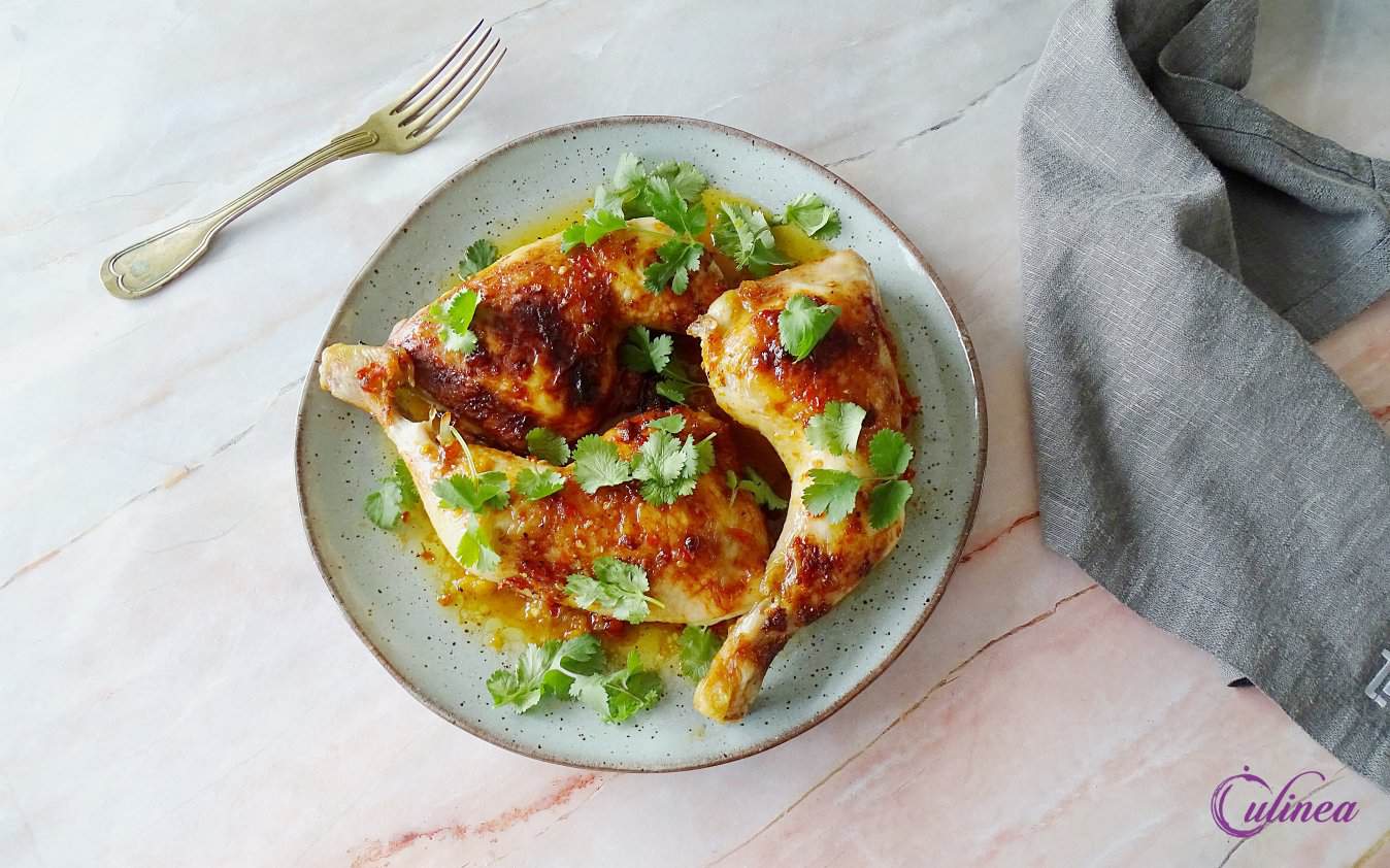 Kippenbouten met harissa en sinaasappel