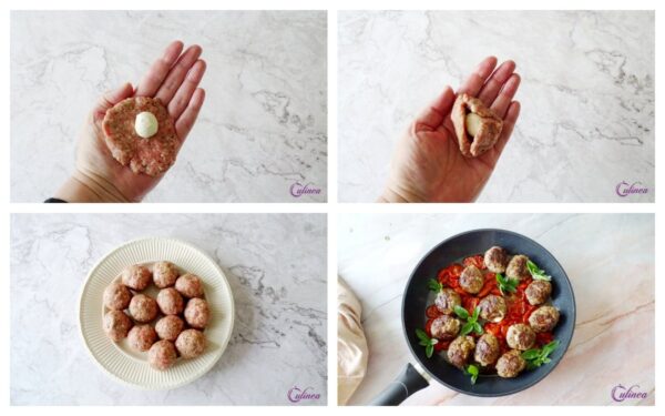 Gehaktballetjes met mozzarella en zongedroogde tomaatjes