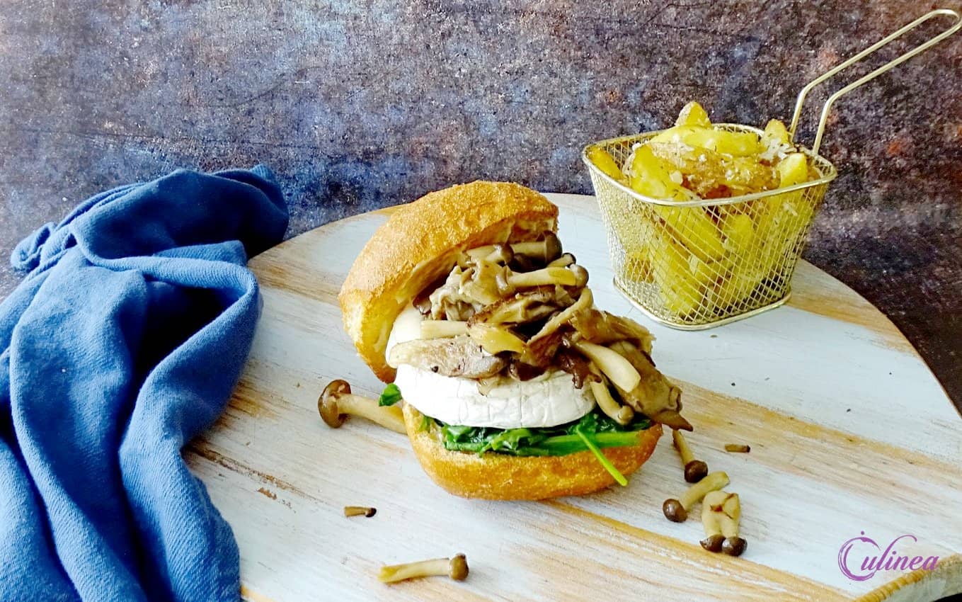 Geitenkaas burger met paddenstoelen