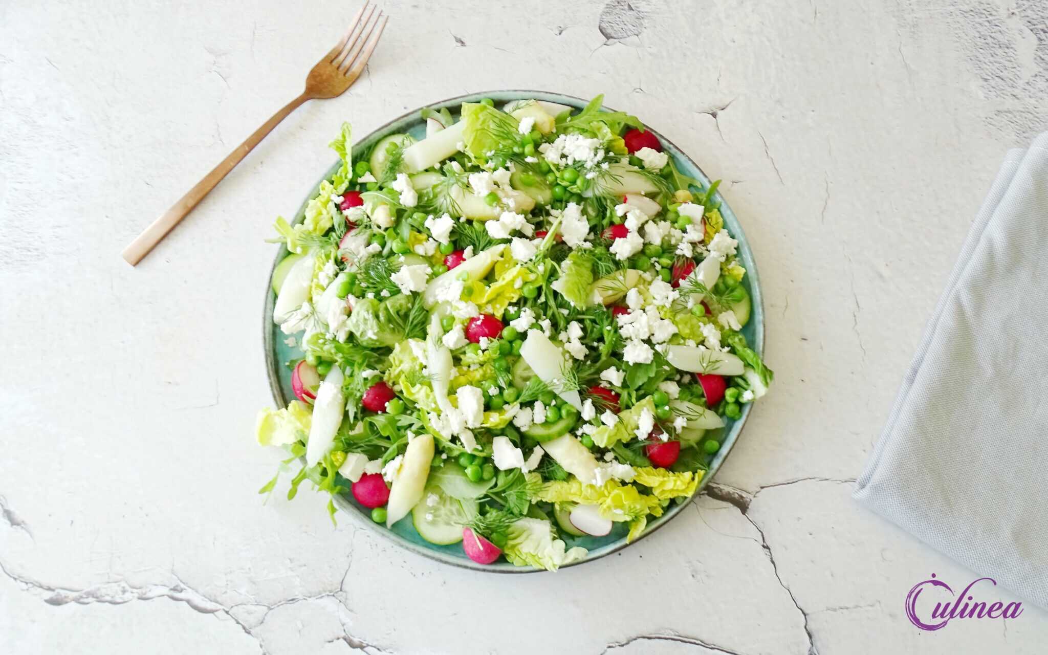 Salade met asperges, feta en dille