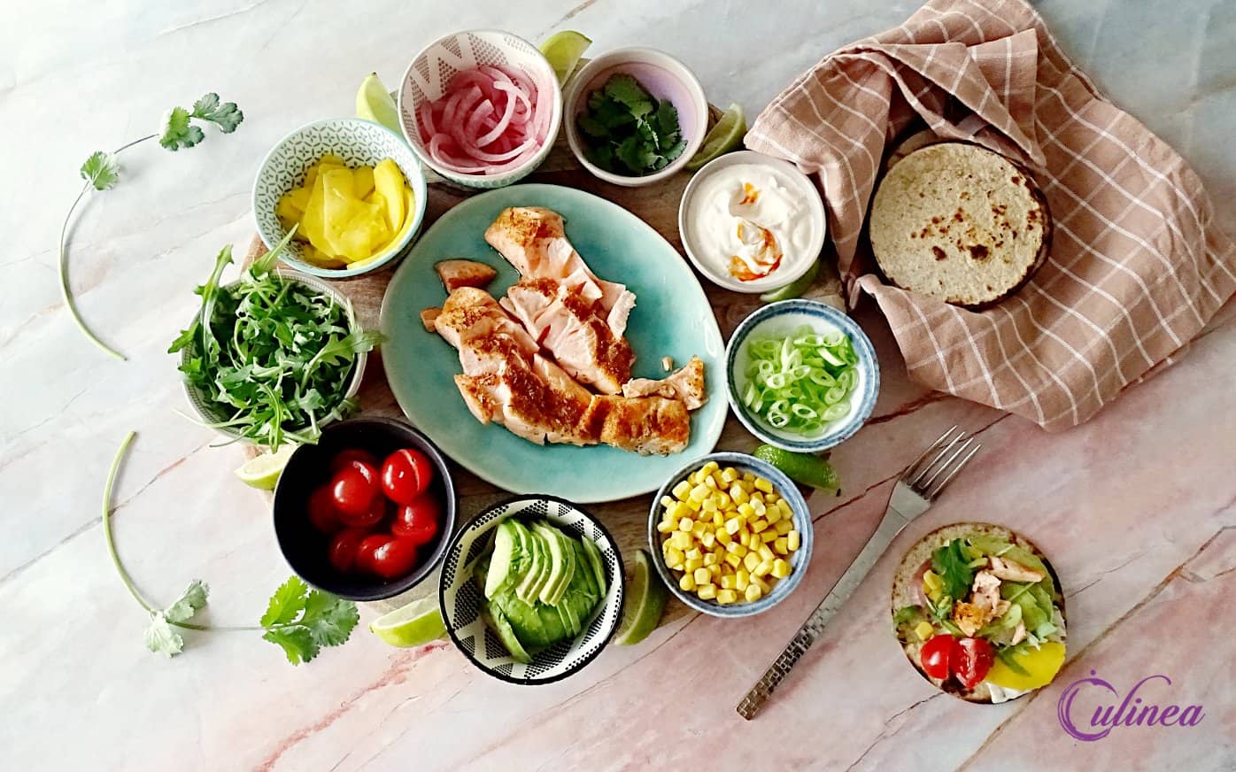 Taco feestje met zalm uit de airfryer
