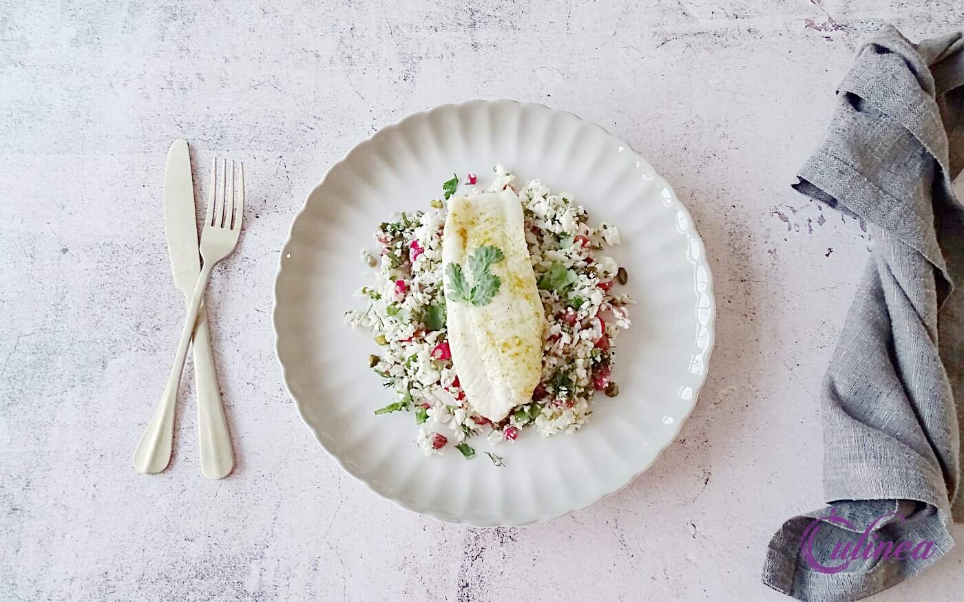 Scholfilets met bloemkoolcouscous