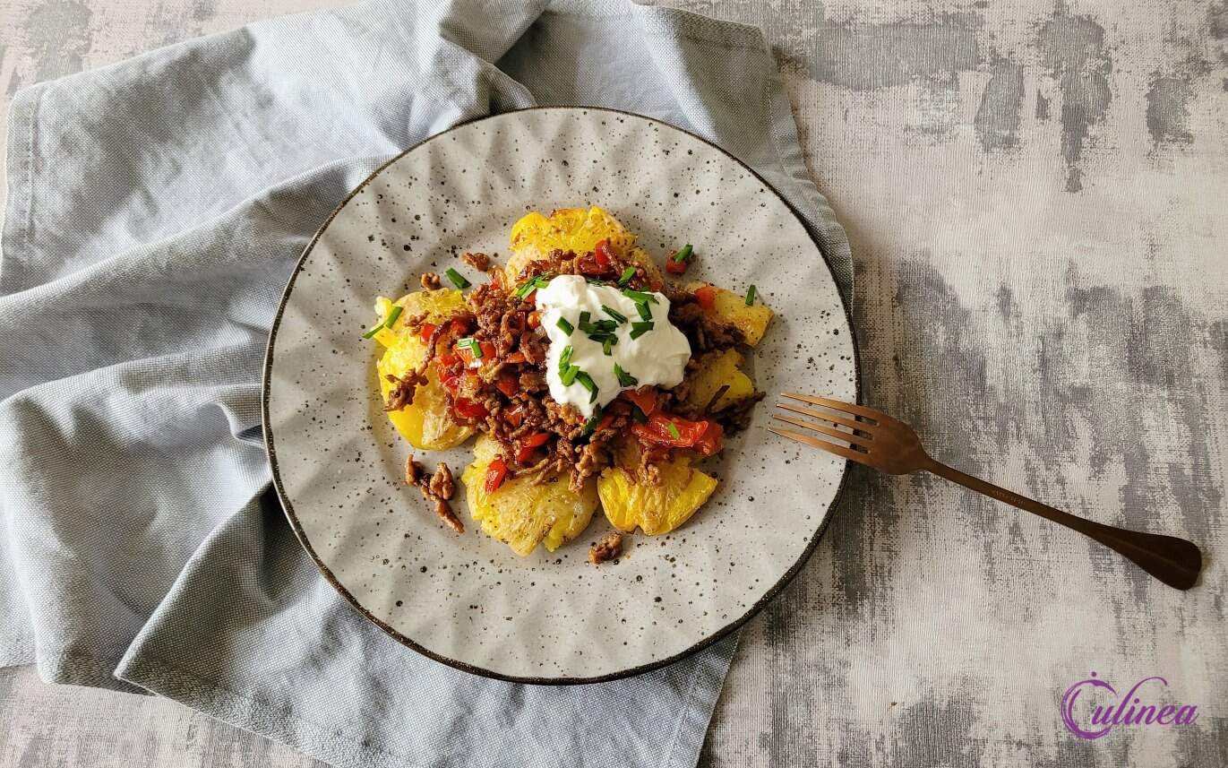 Loaded smashed potatoes