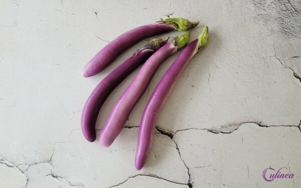 Vegetarische aubergine hotdog