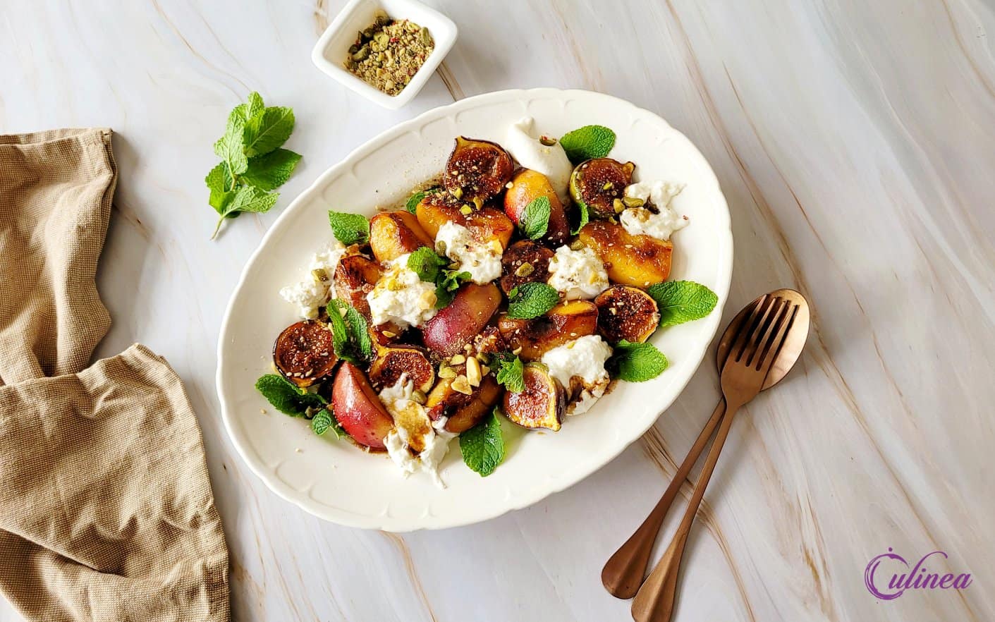 Gegrilde nectarines en vijgen met burrata