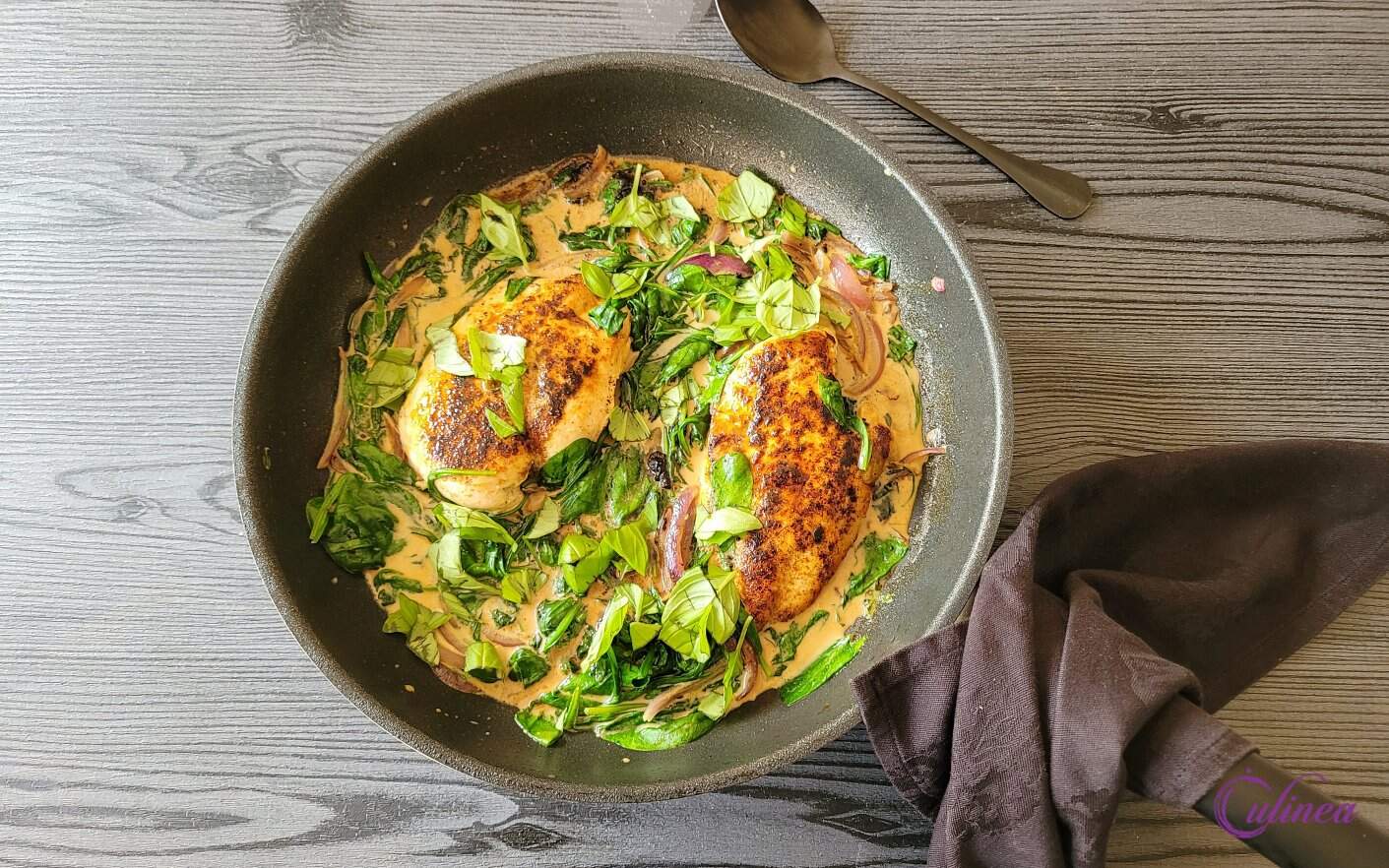 Kipfilet met room en spinazie