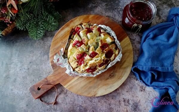 Plukbrood met kaas en cranberrycompote