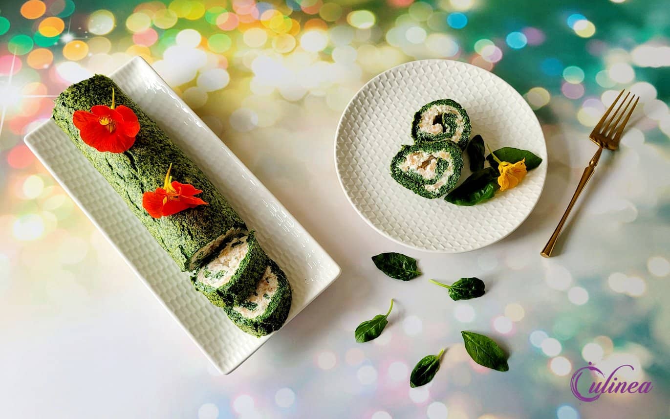 Spinazieroulade met zalm en roomkaas