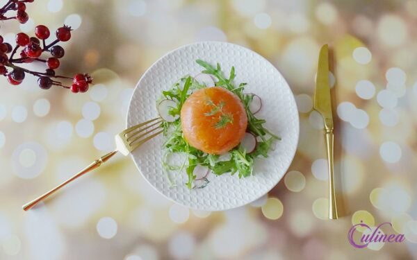 Zalmbonbon gevuld met zalmsalade